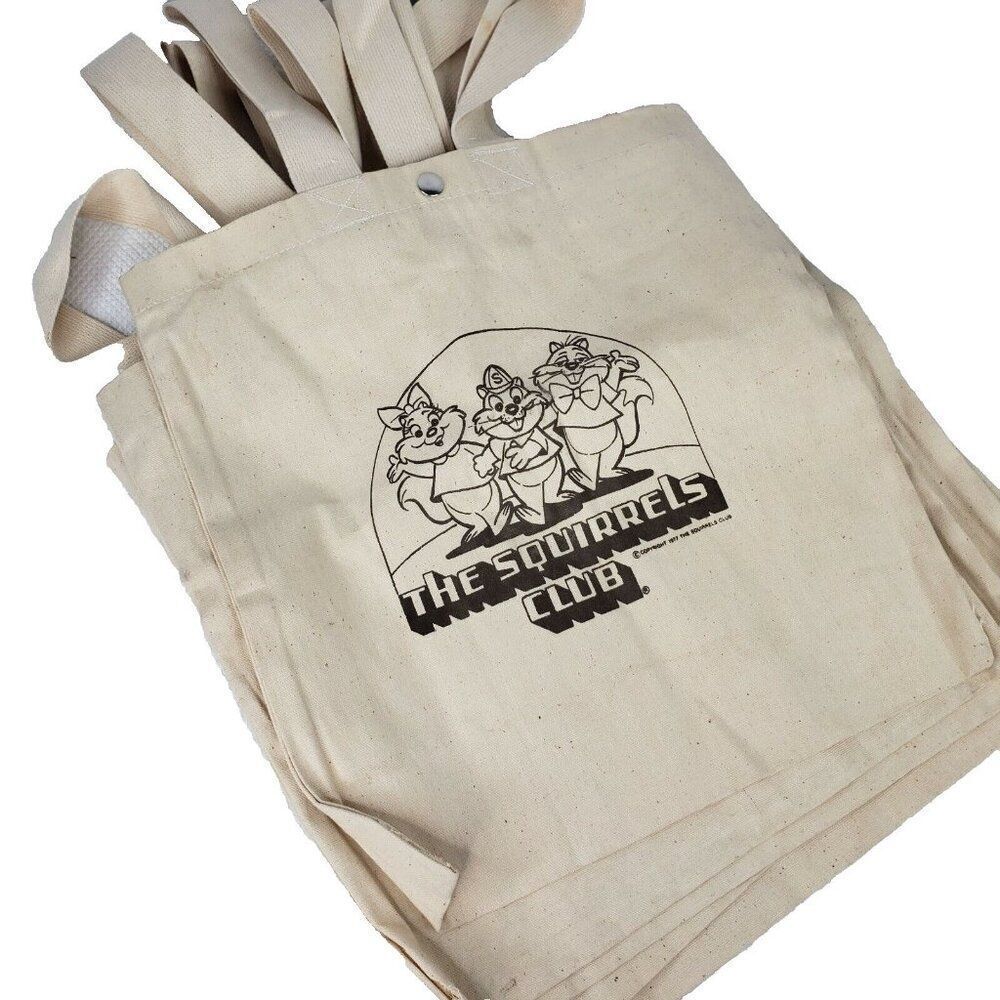 Vintage 70s The Squirrel Club Tuffy Filbert Sally Canvas Tote Bag
